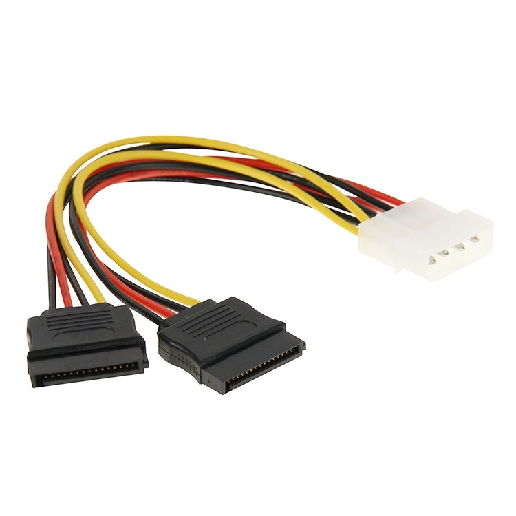 2 x 15 Pin to 4 Pin Serial SATA Power Adapter Cable, Length: 18cm-Reluova