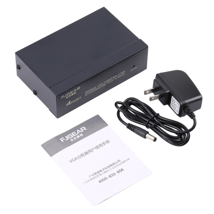 FJ-2504A 4 Port VGA Video Splitter High Resolution 1920 x 1440 Support 250MHz Video Bandwidth My Store