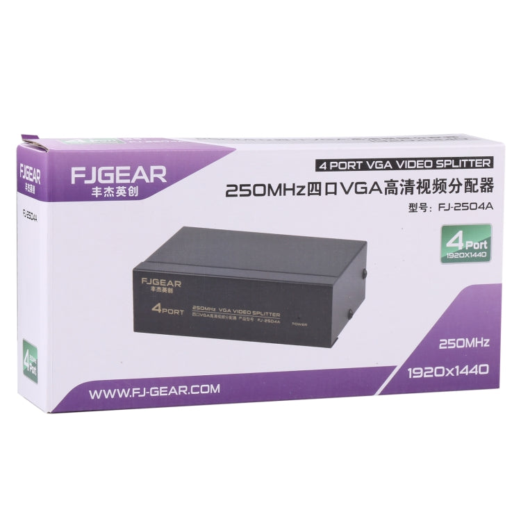 FJ-2504A 4 Port VGA Video Splitter High Resolution 1920 x 1440 Support 250MHz Video Bandwidth My Store