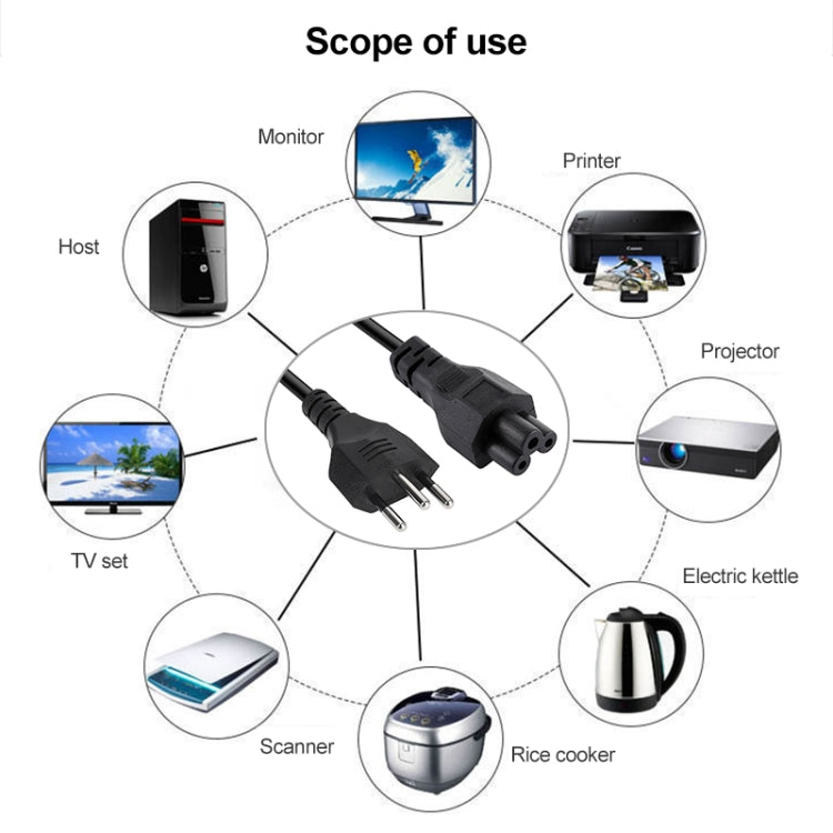 3 Prong Style Brazil Notebook AC Power Cord, Length: 1.2m ( OD5.5 )-Reluova