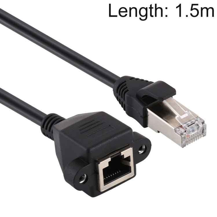 RJ45 Female to Male CAT5E Network Panel Mount Screw Lock Extension Cable, Length: 1.5m My Store