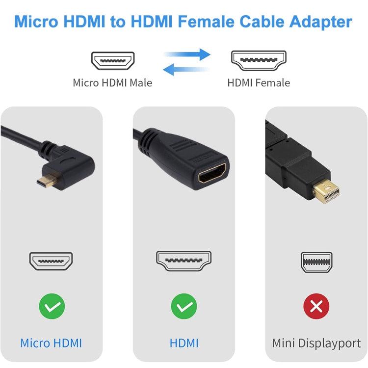 17cm 90 Degree Micro HDMI Right-toward Male to HDMI Female Cable Adapter