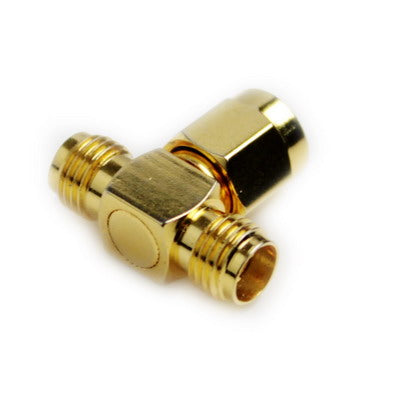 SMA Male to 2 SMA Female Adapter (T Type), Gold Plated My Store