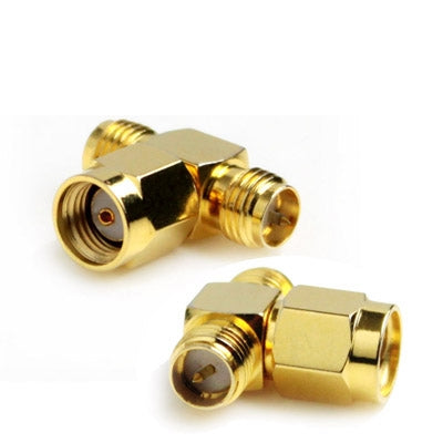 RP-SMA Male to 2 RP-SMA Female Adapter (T Type), Gold Plated My Store