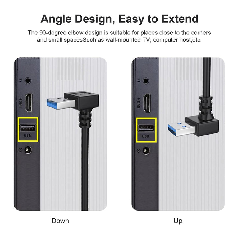 USB 3.0 Down Angle 90 degree  Extension Cable Male to Female Adapter Cord, Length: 15cm My Store