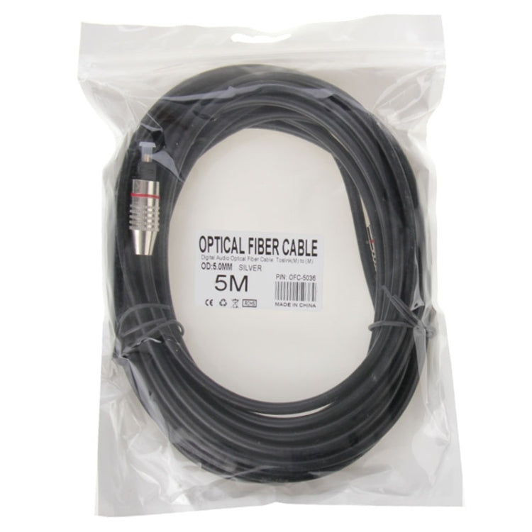 Digital Audio Optical Fiber Cable Toslink M to M, OD: 5.0mm, Length: 5m