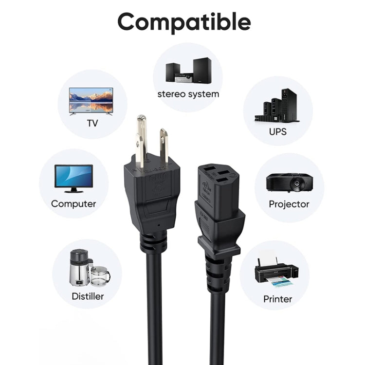 High Quality 3 Prong Style US Notebook AC Power Cord, Length: 1.8m My Store