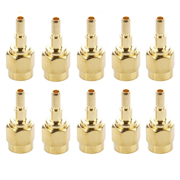 10 PCS Gold Plated Crimp SMA Male Straight Connector Adapter for RG174 / RG188 / RG316 / LMR100 Cable