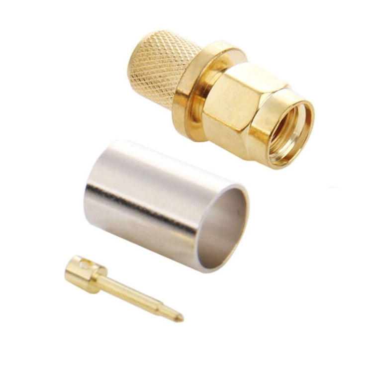 10 PCS Gold Plated SMA Male Plug Crimp RF Connector Adapter for RG58 / RG142 / LMR195 Cable