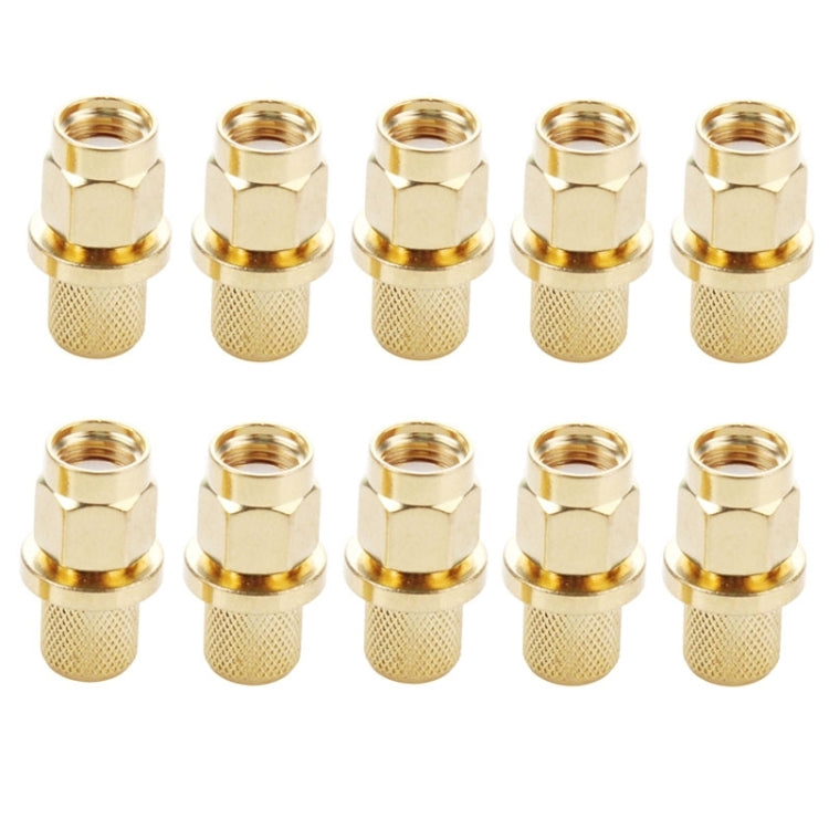 10 PCS Gold Plated SMA Male Plug Crimp RF Connector Adapter for RG58 / RG142 / LMR195 Cable