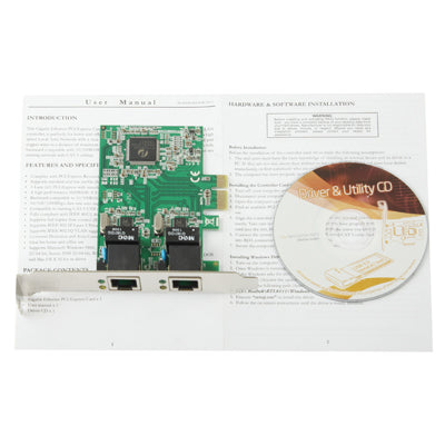 PCI-Express Dual Gigabit Ethernet Controller Card Adapter 2 Port RJ45 10/100/1000 BASE-T (IO-PCE8111-2GLAN) My Store