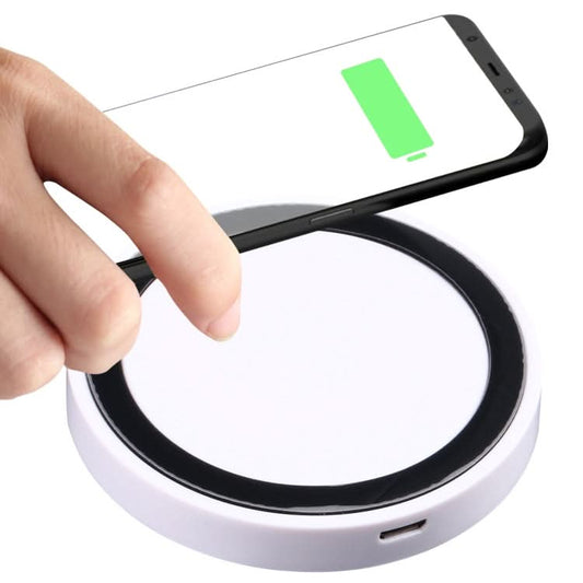 Universal QI Standard Round Wireless Charging Pad (White + Red)