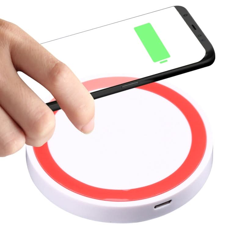 Universal QI Standard Round Wireless Charging Pad (White + Red)