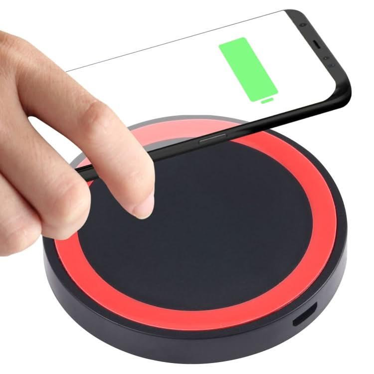 Universal QI Standard Round Wireless Charging Pad (White + Red)