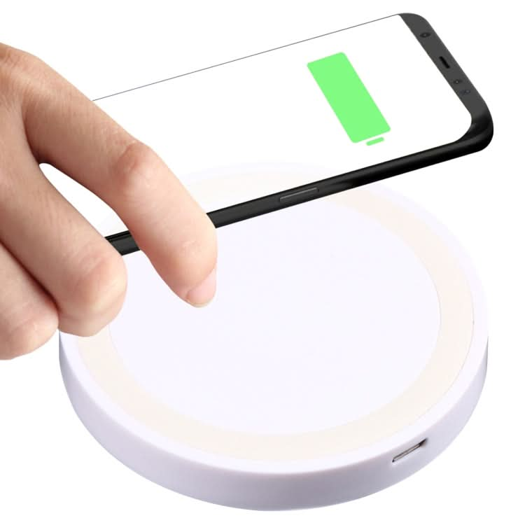 Universal QI Standard Round Wireless Charging Pad (White + Red)