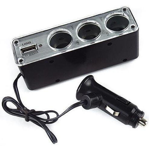 3 Triple Socket 12V/24V Car Cigarette Lighter USB Power-Reluova