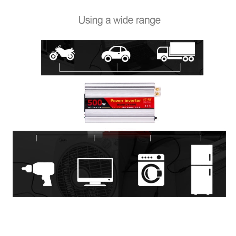 SUVPR DY-8109 500W DC 12V to AC 220V Car Power Inverter with 500mA USB Port & Universal Power Socket