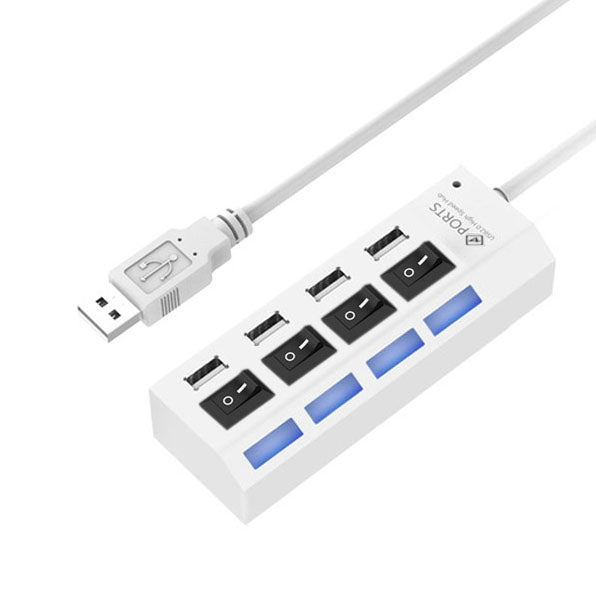 4 Ports USB Hub 2.0 USB Splitter High Speed 480Mbps with ON/OFF Switch, 4 LED-Reluova