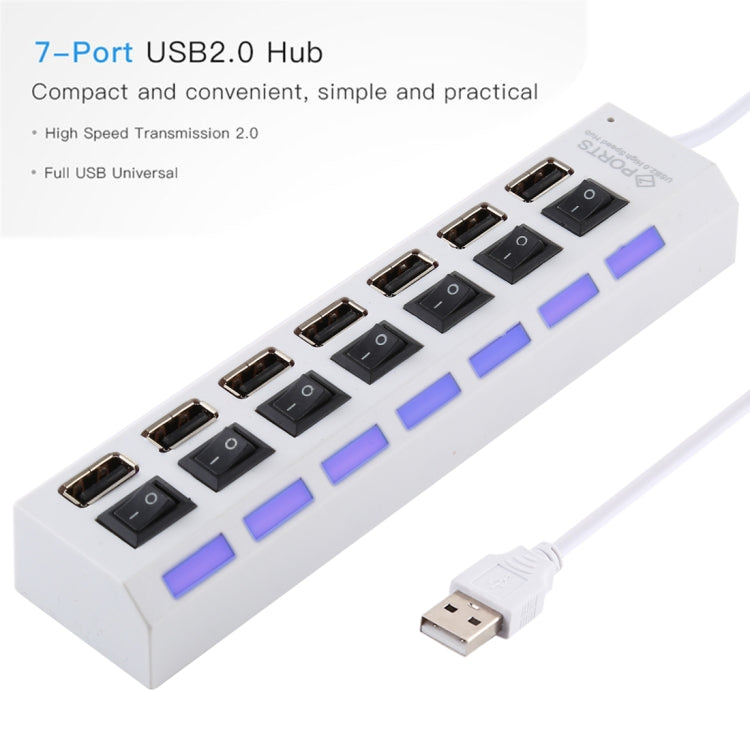 7 Ports USB Hub 2.0 USB Splitter High Speed 480Mbps with ON/OFF Switch / 7 LEDs My Store