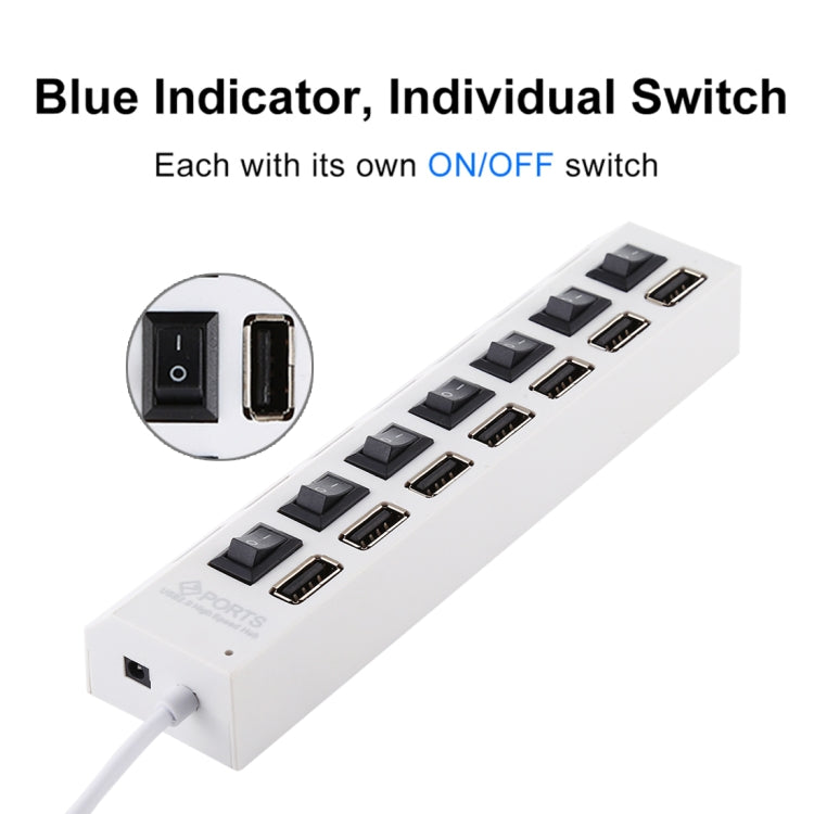 7 Ports USB Hub 2.0 USB Splitter High Speed 480Mbps with ON/OFF Switch / 7 LEDs My Store