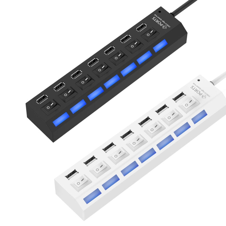 7 Ports USB Hub 2.0 USB Splitter High Speed 480Mbps with ON/OFF Switch / 7 LEDs My Store