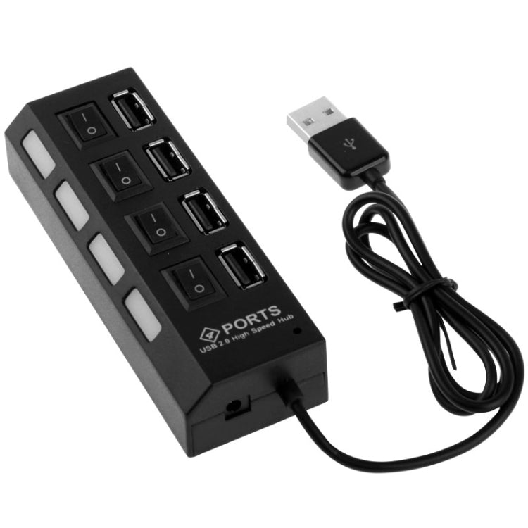 4 Ports USB Hub 2.0 USB Splitter High Speed 480Mbps with ON/OFF Switch, 4 LED-Reluova