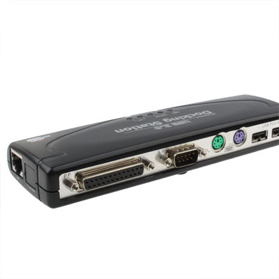 Hi-speed USB 2.0 Docking Station with 8 Ports (2xUSB 2.0 + PS2 Mouse + PS2 Keyboard + RS232 + DB25 + LAN + Upstream),Black