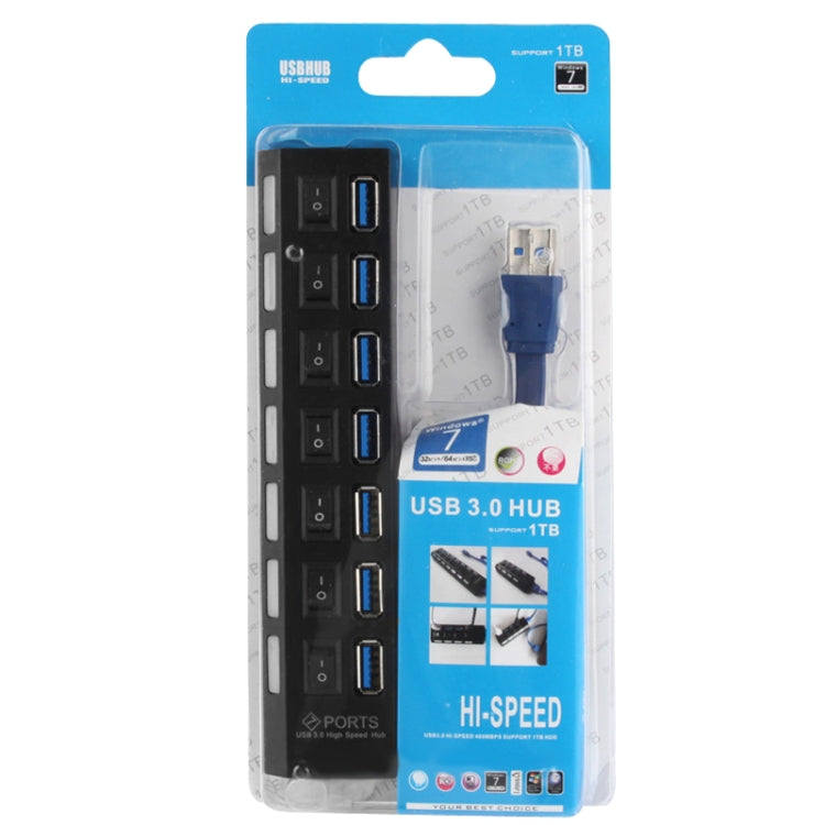 7 Ports USB 3.0 HUB, Super Speed 5Gbps, Plug and Play, Support 1TB