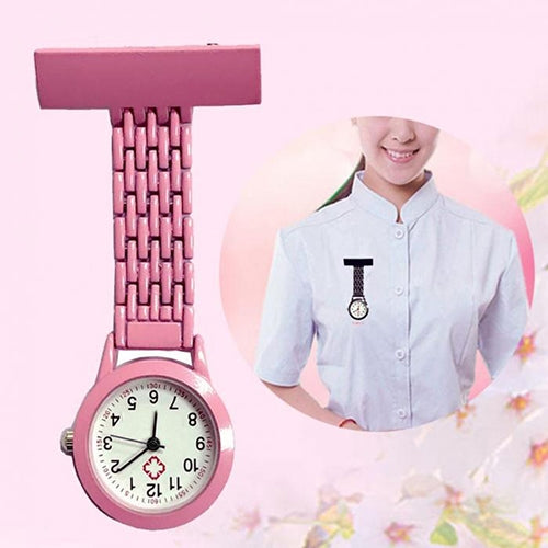 Portable Alloy Nurse Round Quartz Wristwatch Watch with Pin