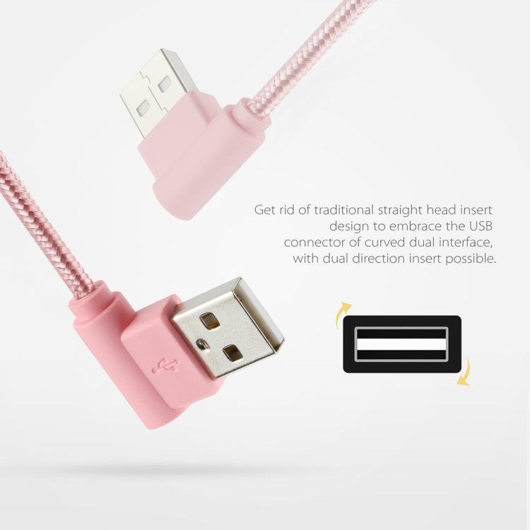 25cm USB to USB-C / Type-C Nylon Weave Style Double Elbow Charging Cable