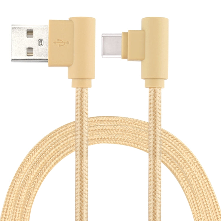 25cm USB to USB-C / Type-C Nylon Weave Style Double Elbow Charging Cable