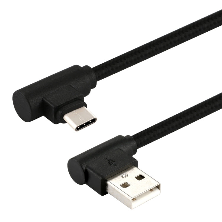 1m USB to USB-C / Type-C Nylon Weave Style Double Elbow Charging Cable