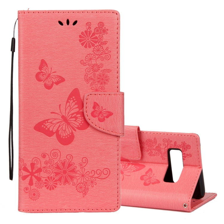 For Galaxy Note 8 Pressed Flowers Butterfly Pattern Horizontal Flip Leather Case with Holder & Card Slots & Wallet & Lanyard My Store