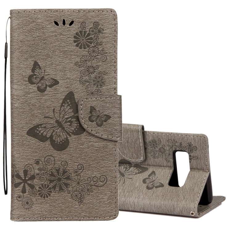 For Galaxy Note 8 Pressed Flowers Butterfly Pattern Horizontal Flip Leather Case with Holder & Card Slots & Wallet & Lanyard My Store