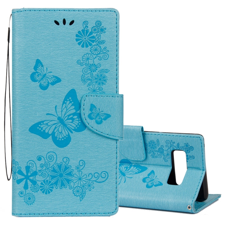 For Galaxy Note 8 Pressed Flowers Butterfly Pattern Horizontal Flip Leather Case with Holder & Card Slots & Wallet & Lanyard My Store