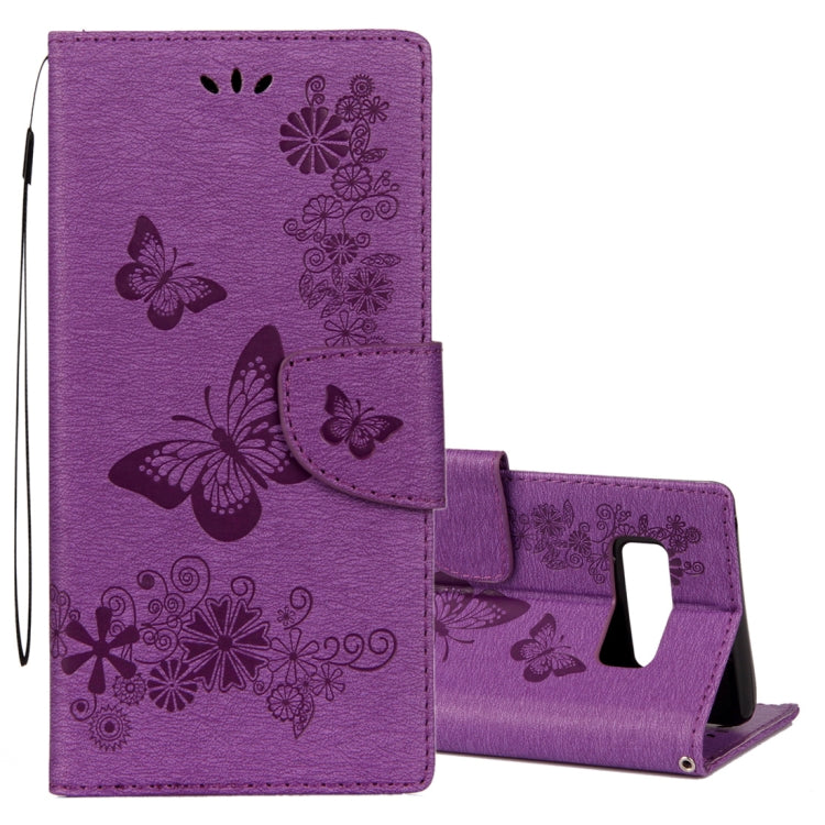 For Galaxy Note 8 Pressed Flowers Butterfly Pattern Horizontal Flip Leather Case with Holder & Card Slots & Wallet & Lanyard My Store