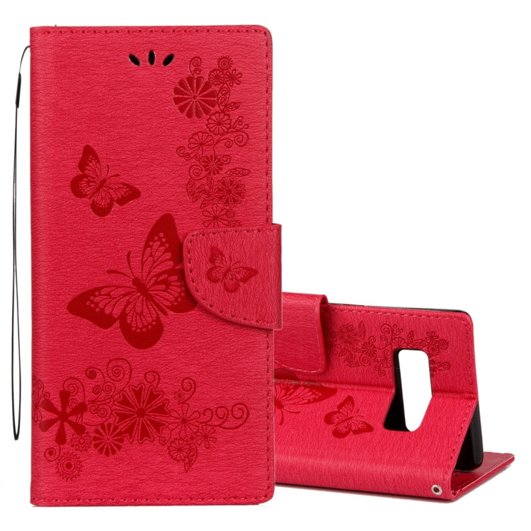 For Galaxy Note 8 Pressed Flowers Butterfly Pattern Horizontal Flip Leather Case with Holder & Card Slots & Wallet & Lanyard My Store