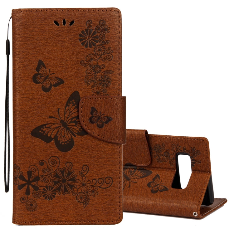 For Galaxy Note 8 Pressed Flowers Butterfly Pattern Horizontal Flip Leather Case with Holder & Card Slots & Wallet & Lanyard My Store