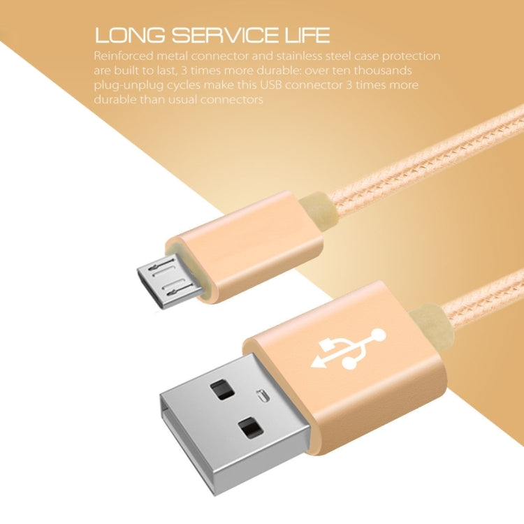 2m 3A Woven Style Metal Head Micro USB to USB Data / Charger Cable-Reluova