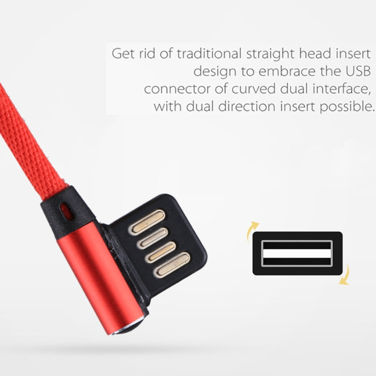 1m 2.4A Output USB to USB-C / Type-C Double Elbow Design Nylon Weave Style Data Sync Charging Cable