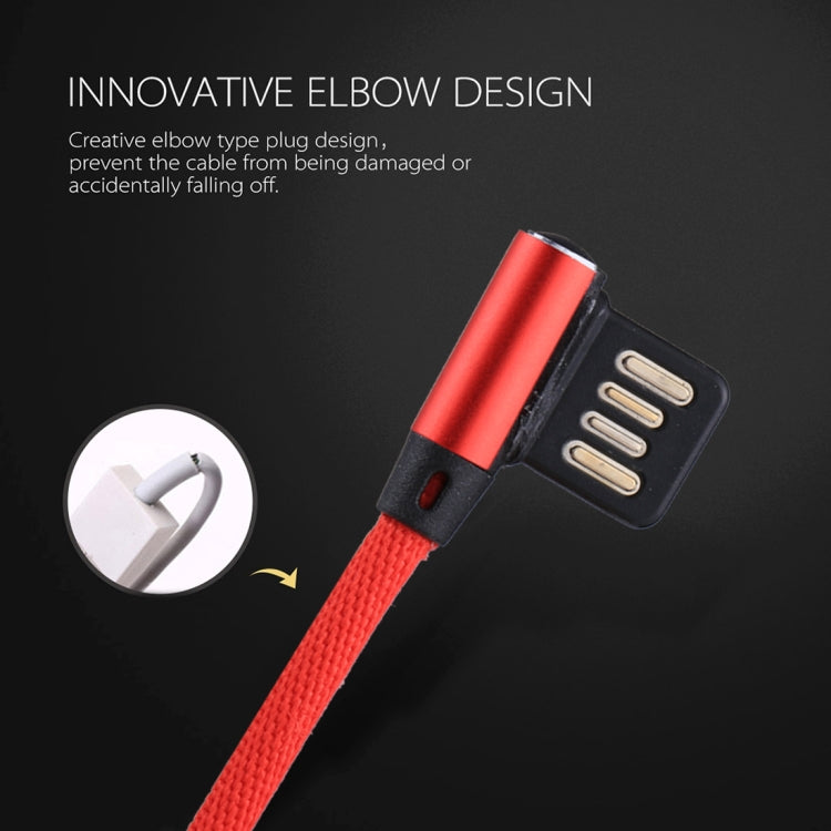 1m 2.4A Output USB to USB-C / Type-C Double Elbow Design Nylon Weave Style Data Sync Charging Cable