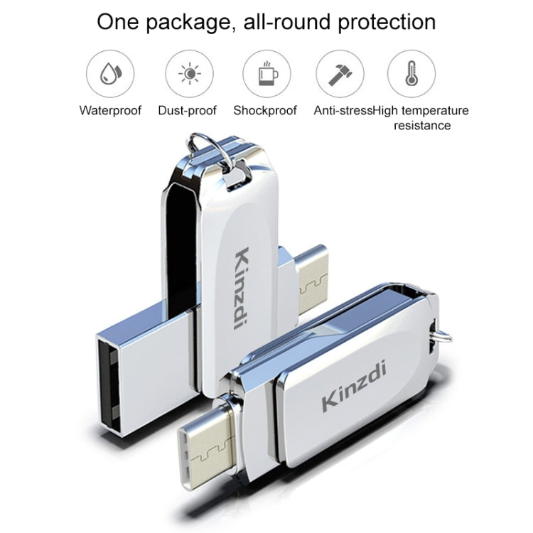 Kinzdi 128GB USB + Type-C Interface Metal Twister Flash Disk V8