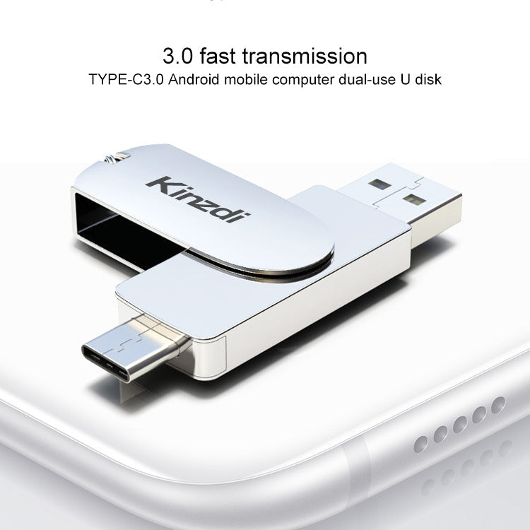 Kinzdi 128 GB USB 3.0 + Typ-C 3.0 Schnittstelle Metal Twister Flash Disk V11