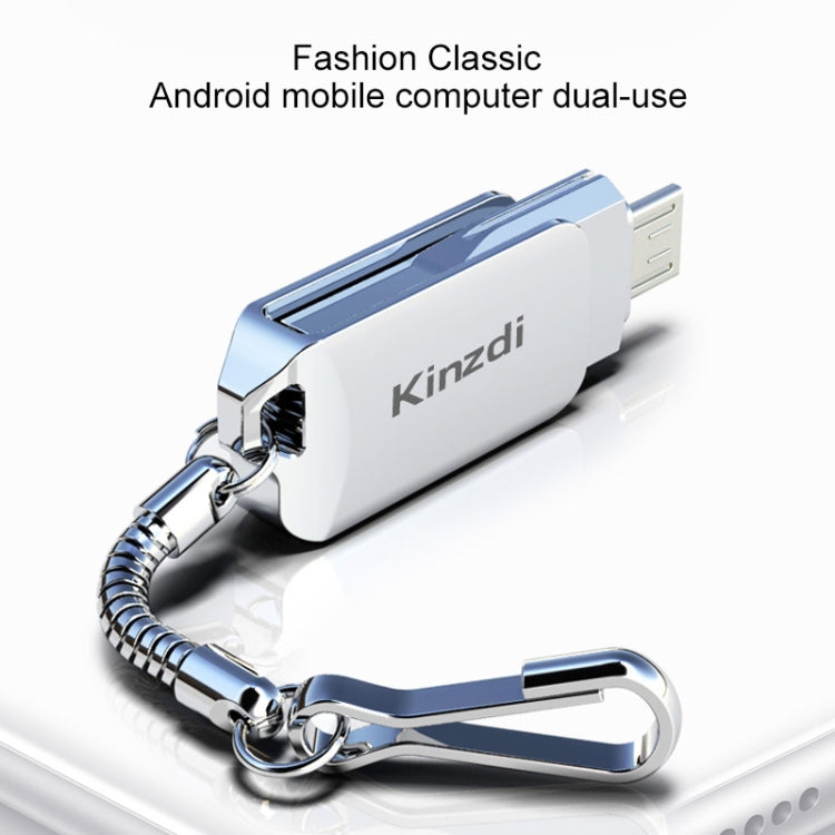 Kinzdi 32GB USB 2.0 Android Phone & Computer Dual-use Rotary Metal U Disk V8