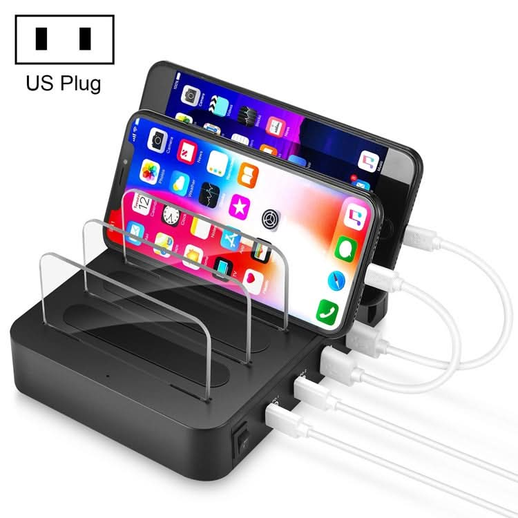 45W PD USB-C / Type-C + 18W PD USB-C / Type-C + 18W QC 3.0 USB + USB Ports Smart Charger with Detachable Bezel, US Plug