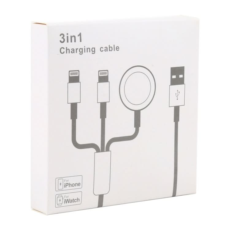 For iPhone / Apple Watch 3 In 1 8 Pin + Type-C / USB-C + Magnetic Charging Base Multi-function Charging Cable, Length: 1m