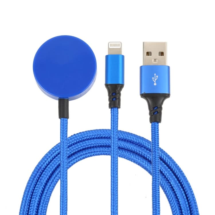 For iPhone / Apple Watch 2 In 1 8 Pin + Magnetic Charging Base Multi-function Charging Cable, Length: 1m