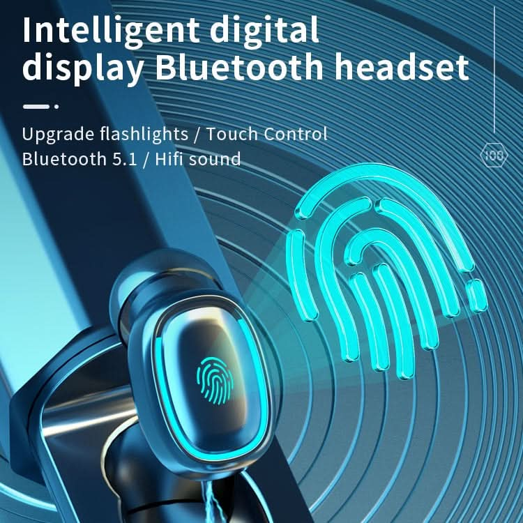 C1 Bluetooth 5.0 TWS Touch Polygonal Digital Display True Wireless Bluetooth Earphone with Charging Box