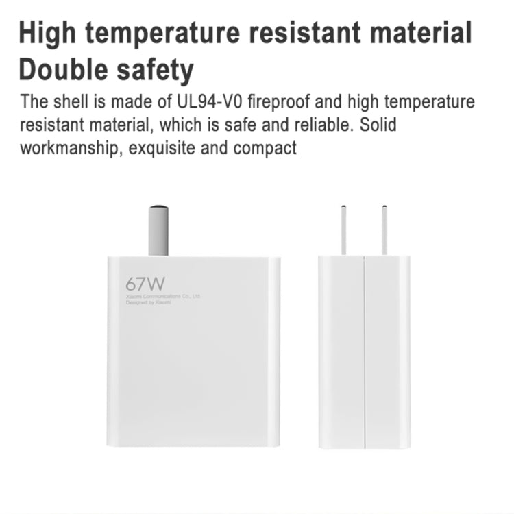 Original Xiaomi MDY-12-ES 67W USB Port Quick Charging Wall Charger + Type-C Cable, US Plug