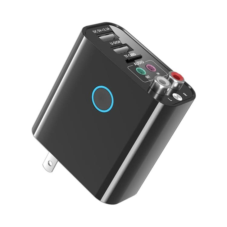 K16 2 in 1 3.5mm AUX + RAC Dual Output Plug-in Bluetooth 5.0 Audio Transmitter Receiver with Remote Control, US Plug